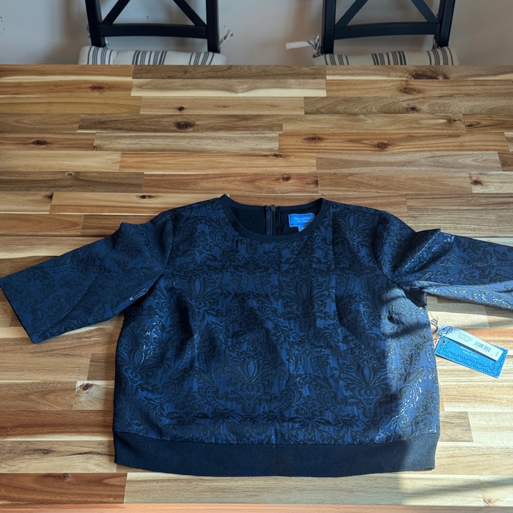 Simply Vera Vera Wang Navy & Black Patterned Blouse